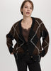Long-Sleeve V-Neck Loose Intarsia Cardigan