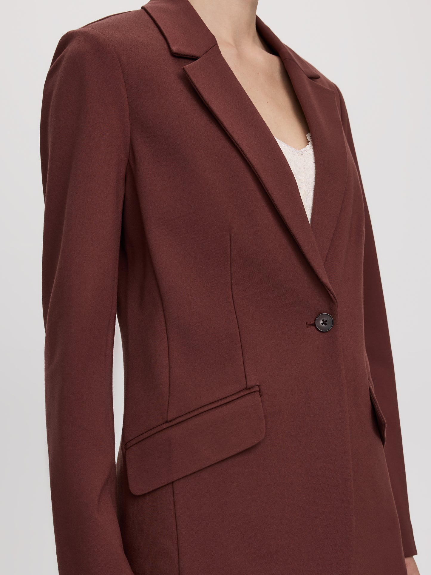 Fitted One-Button Knit Blazer - The Modern Stretch (R)