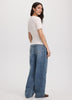Short-Sleeve Top with Lace-Up Split Neckline