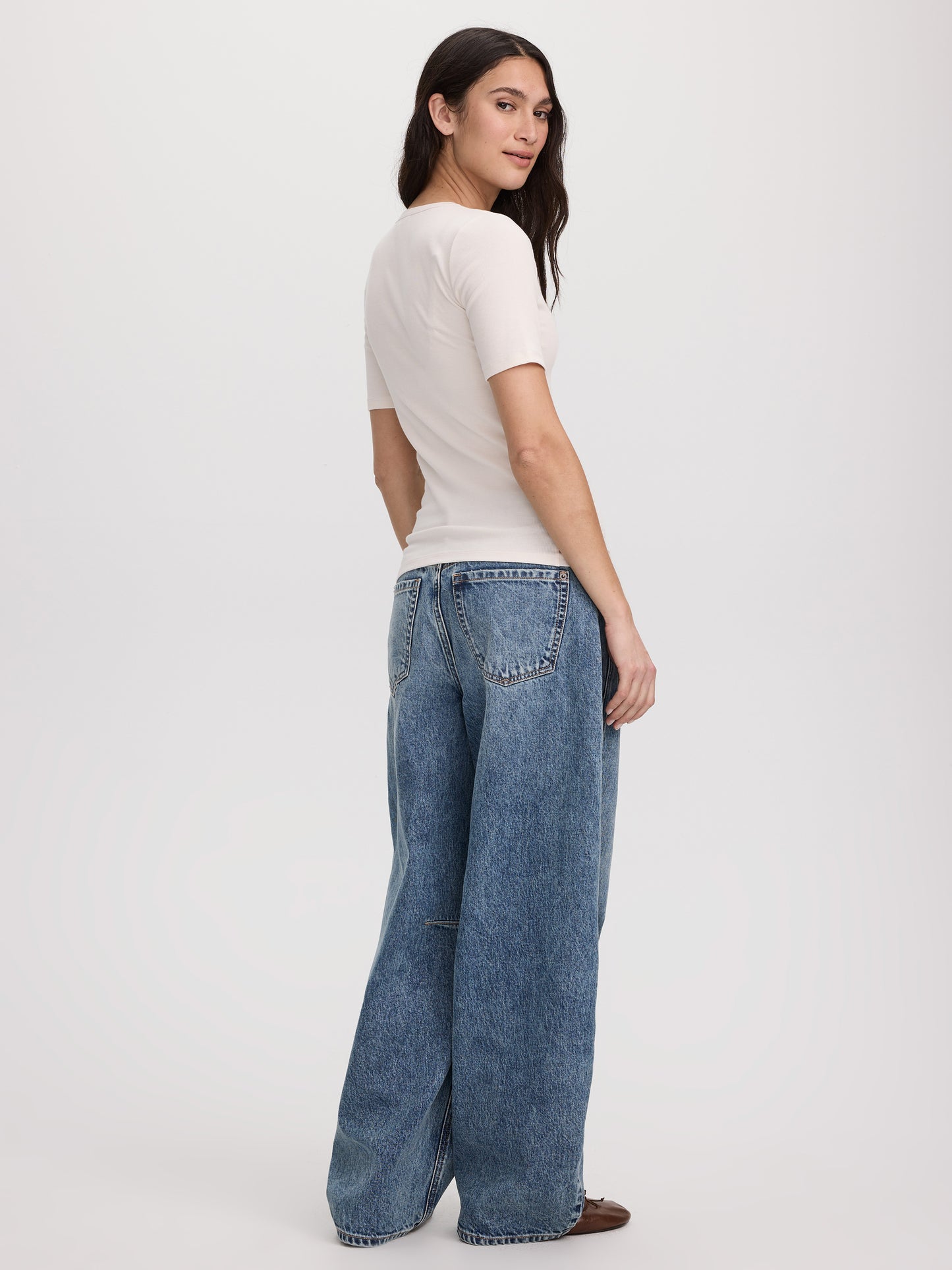 Short-Sleeve Top with Lace-Up Split Neckline
