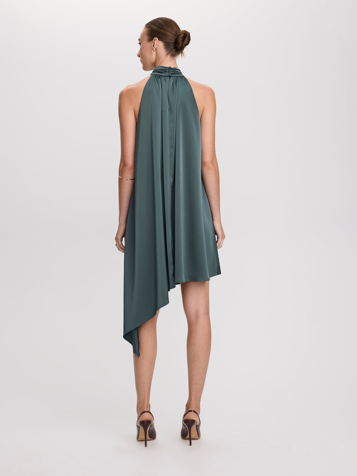 Sleeveless Halter-Neck Satin Dress