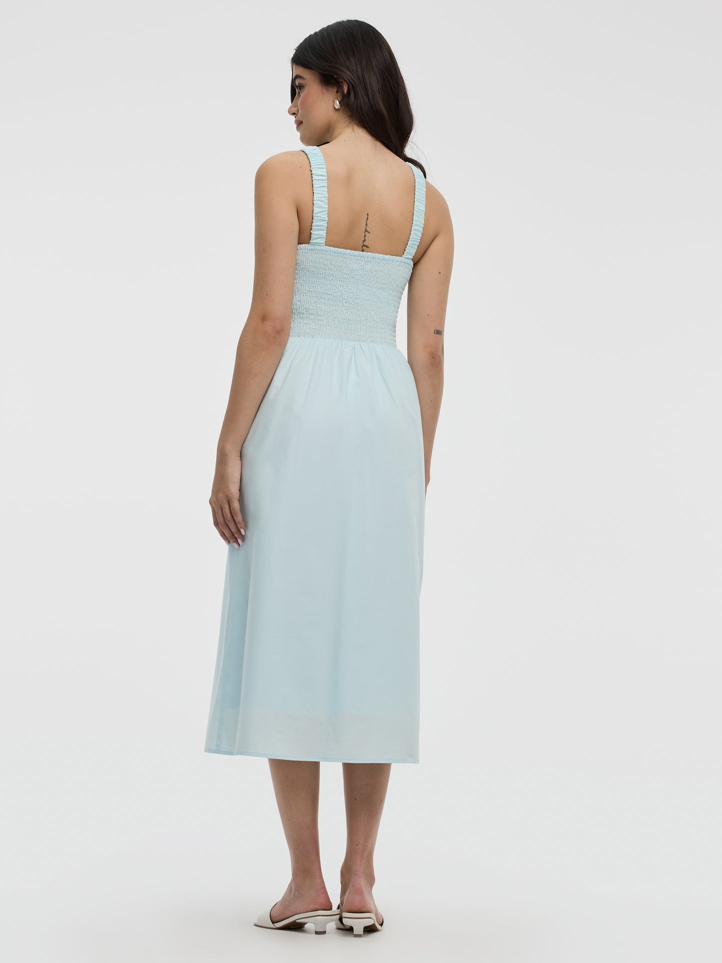Sleeveless Midi Dress with Smocked Top