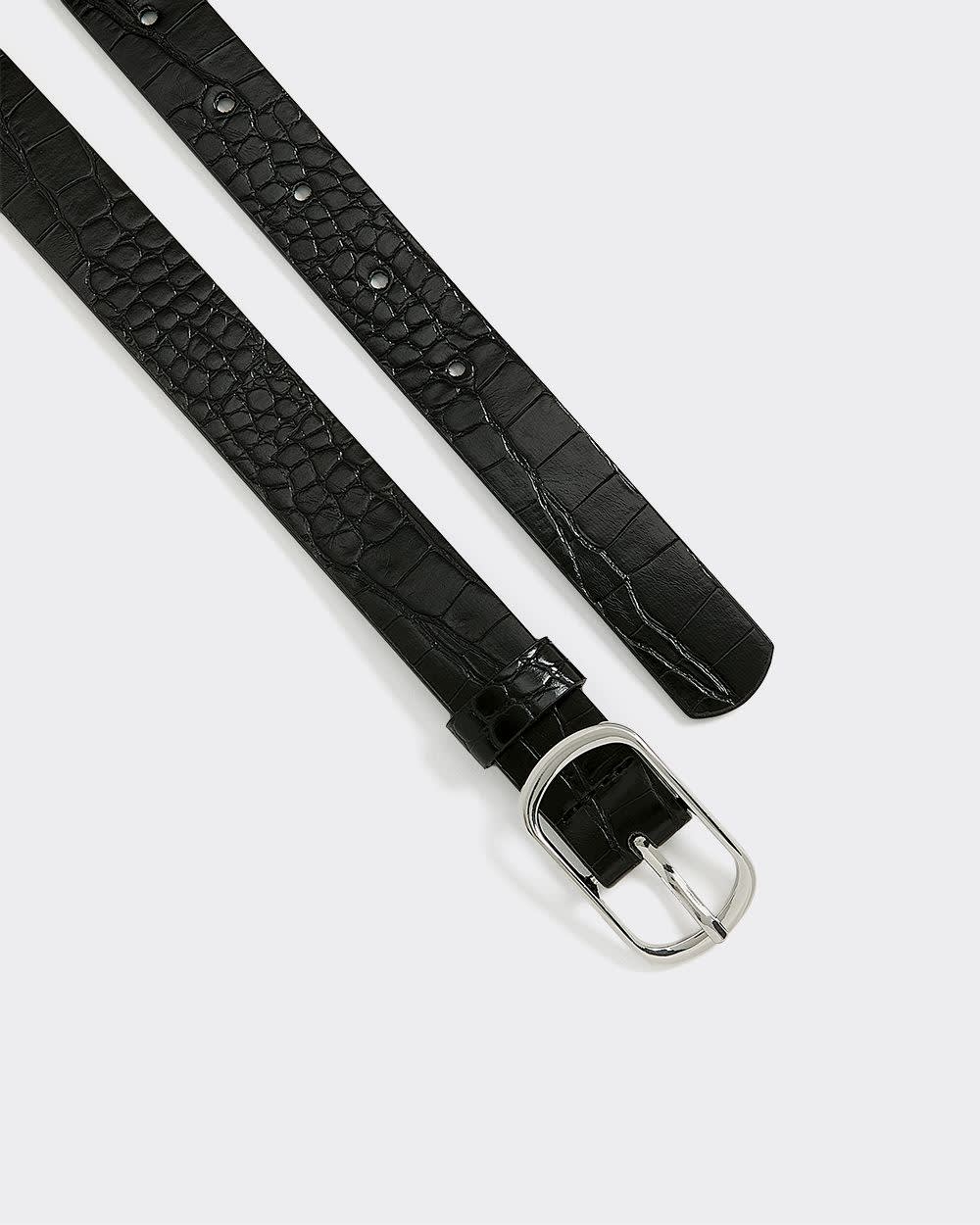 Faux Crocodile Leather Belt