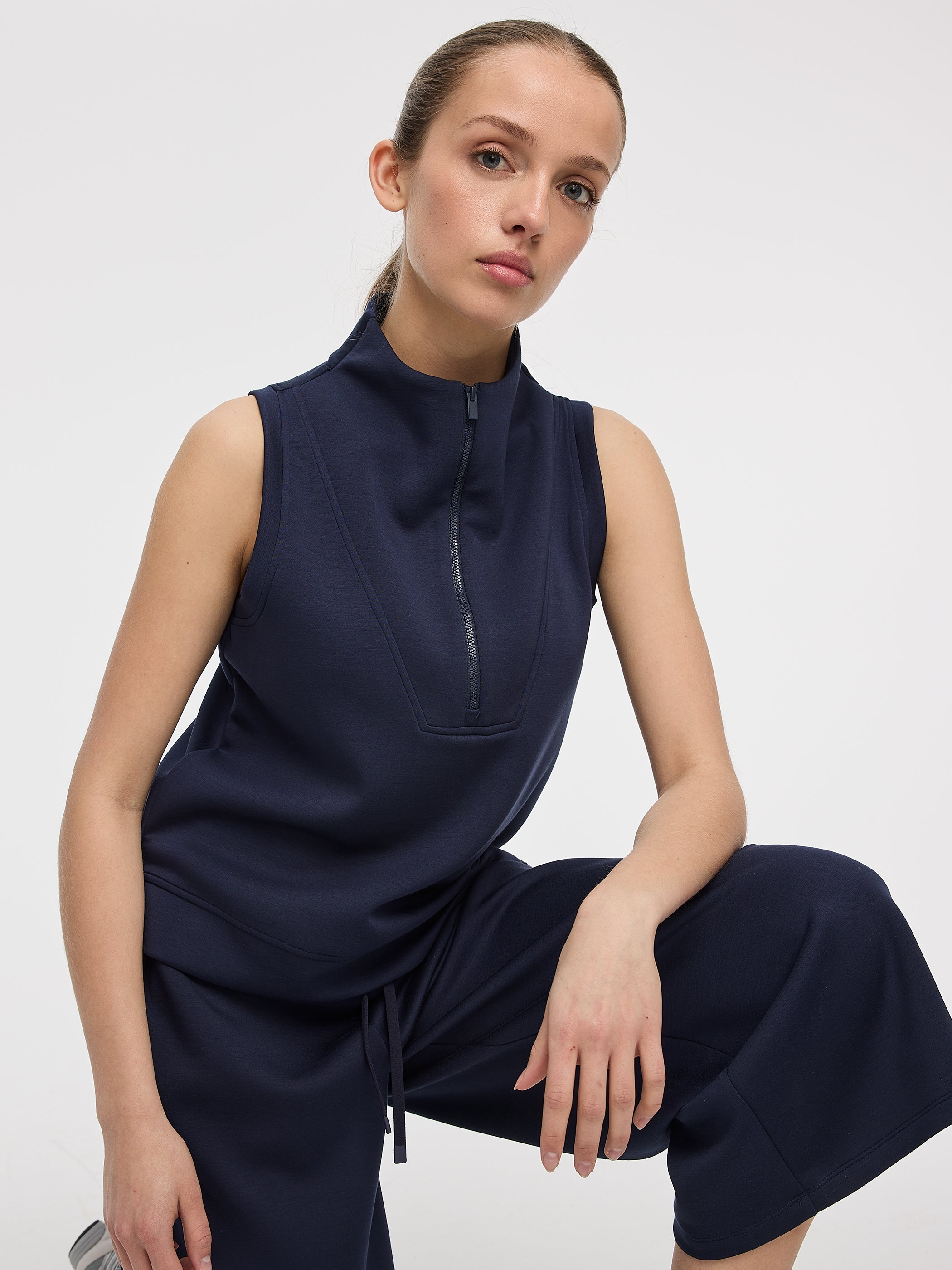 Half-Zip Mock-Neck Cami - HYLUX - Hyba