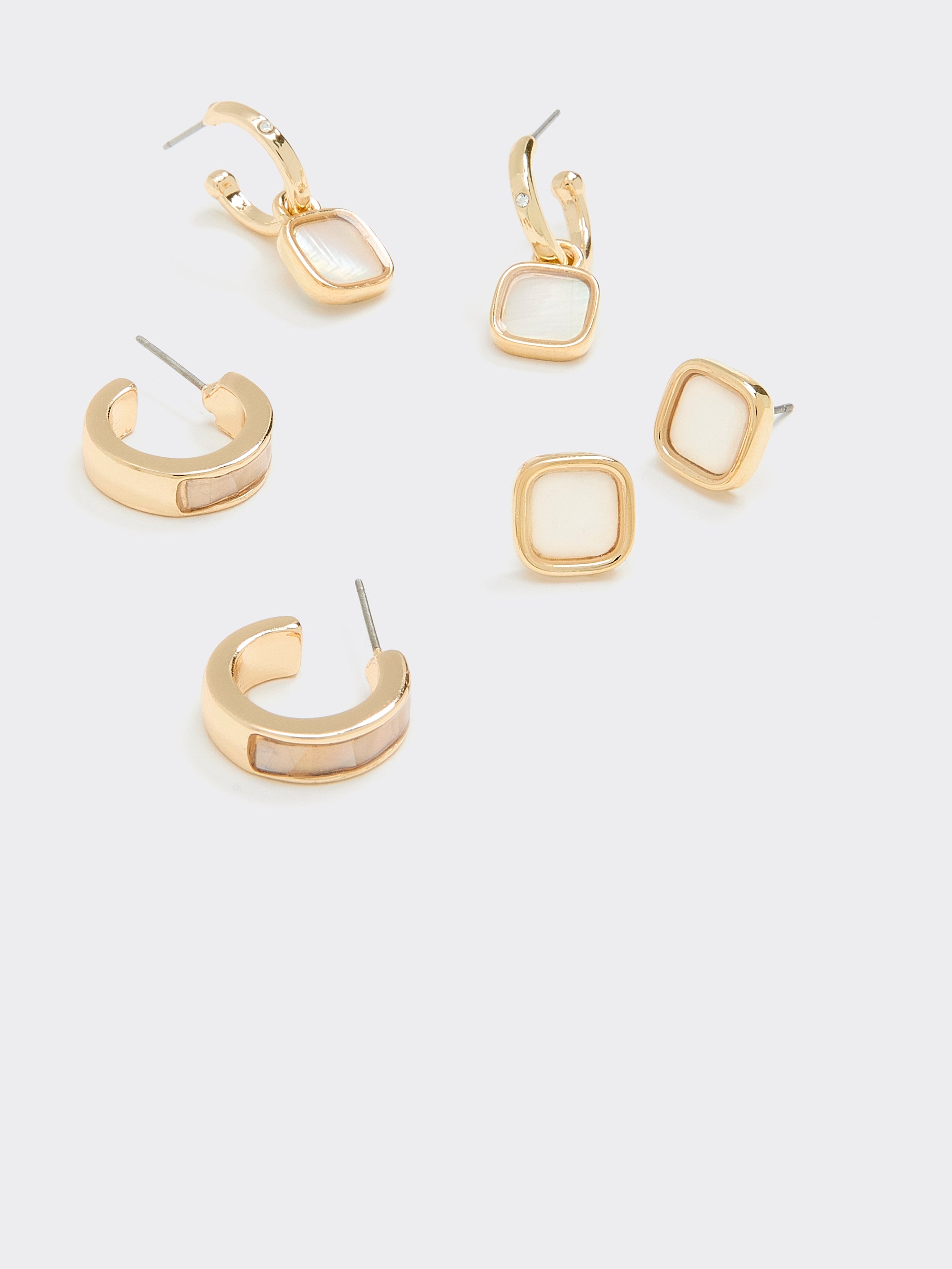 Hoops and Stud Earrings - 3 Pairs