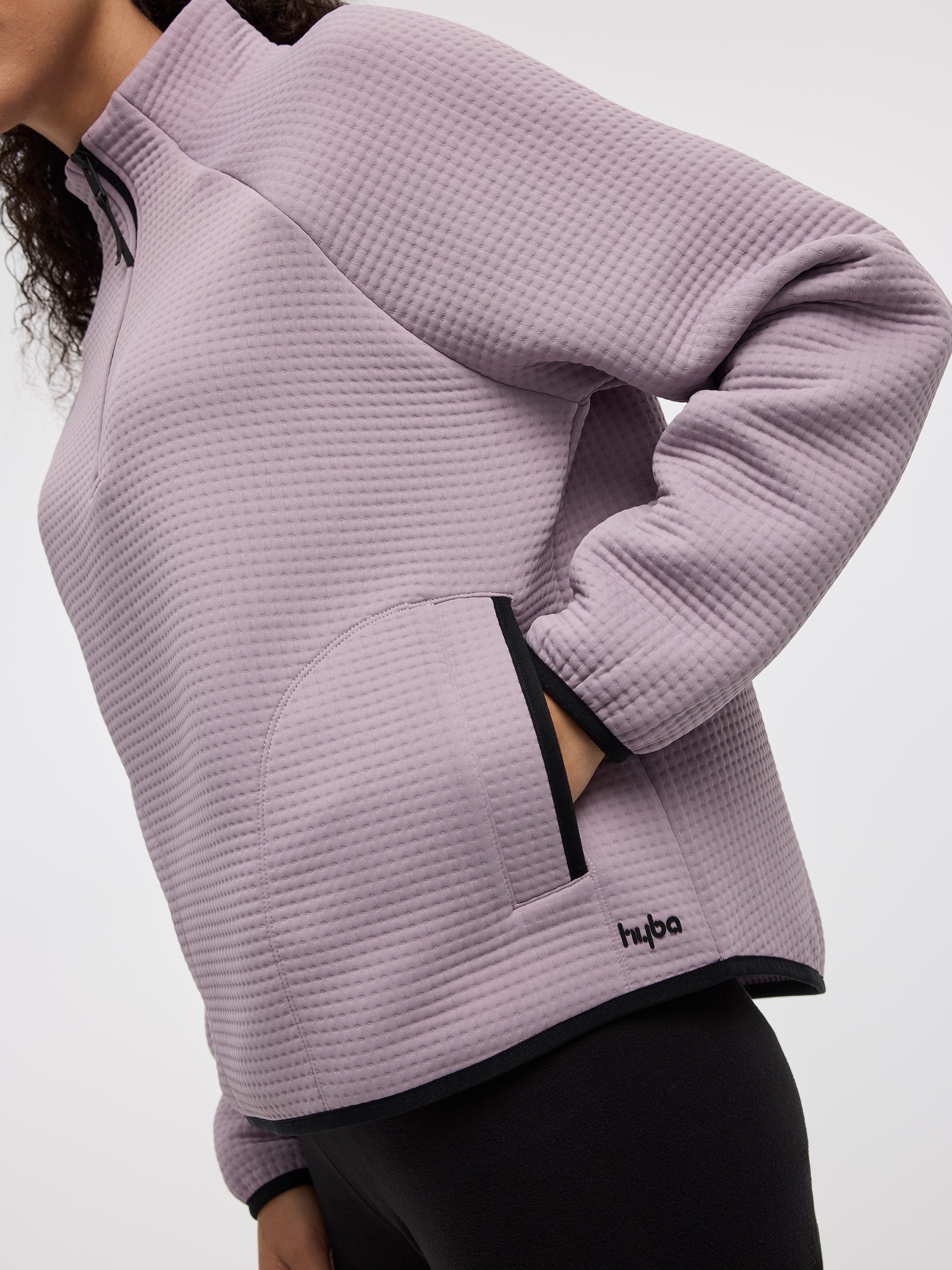 Long-Sleeve Half-Zip Mock-Neck Pullover - Hyba