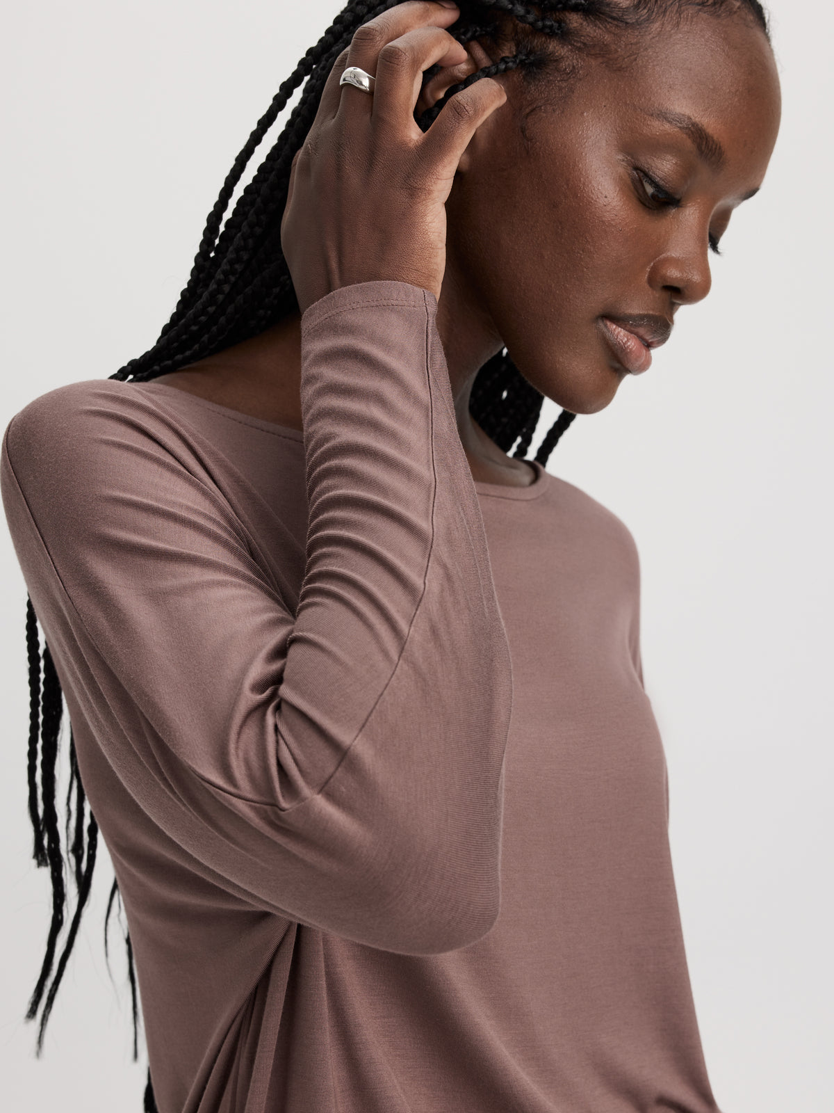 Long-Sleeve Boat-Neck Top