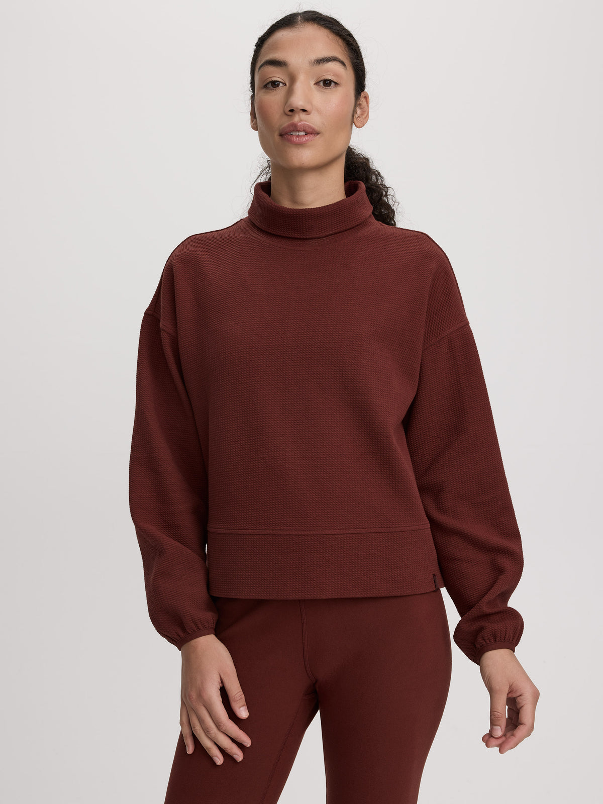 Mock-Neck Textured Pullover - Hyba