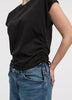 Extended-Sleeve Shirred Tee with Drawstrings