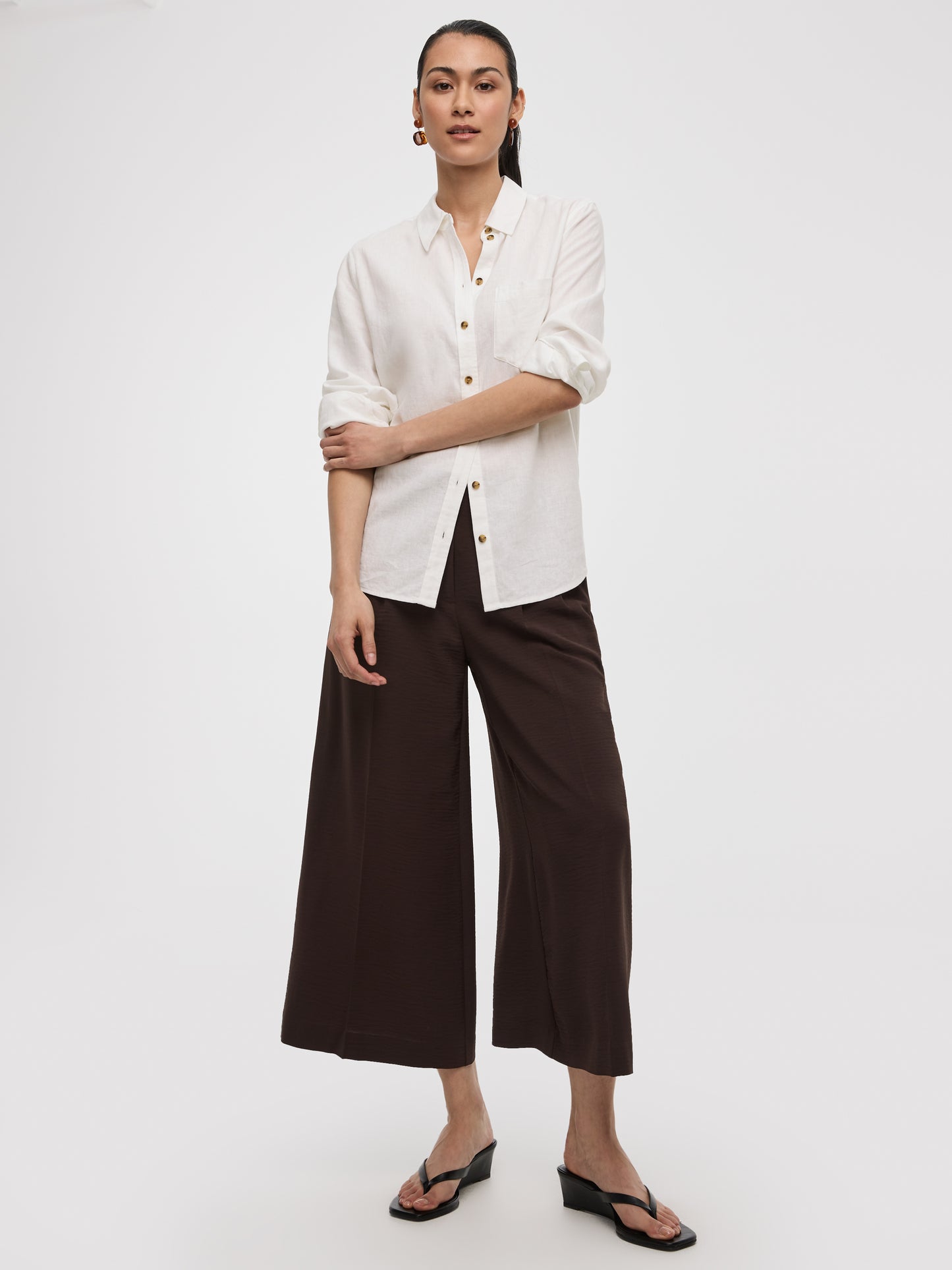 Long-Sleeve Linen-Blend Shirt