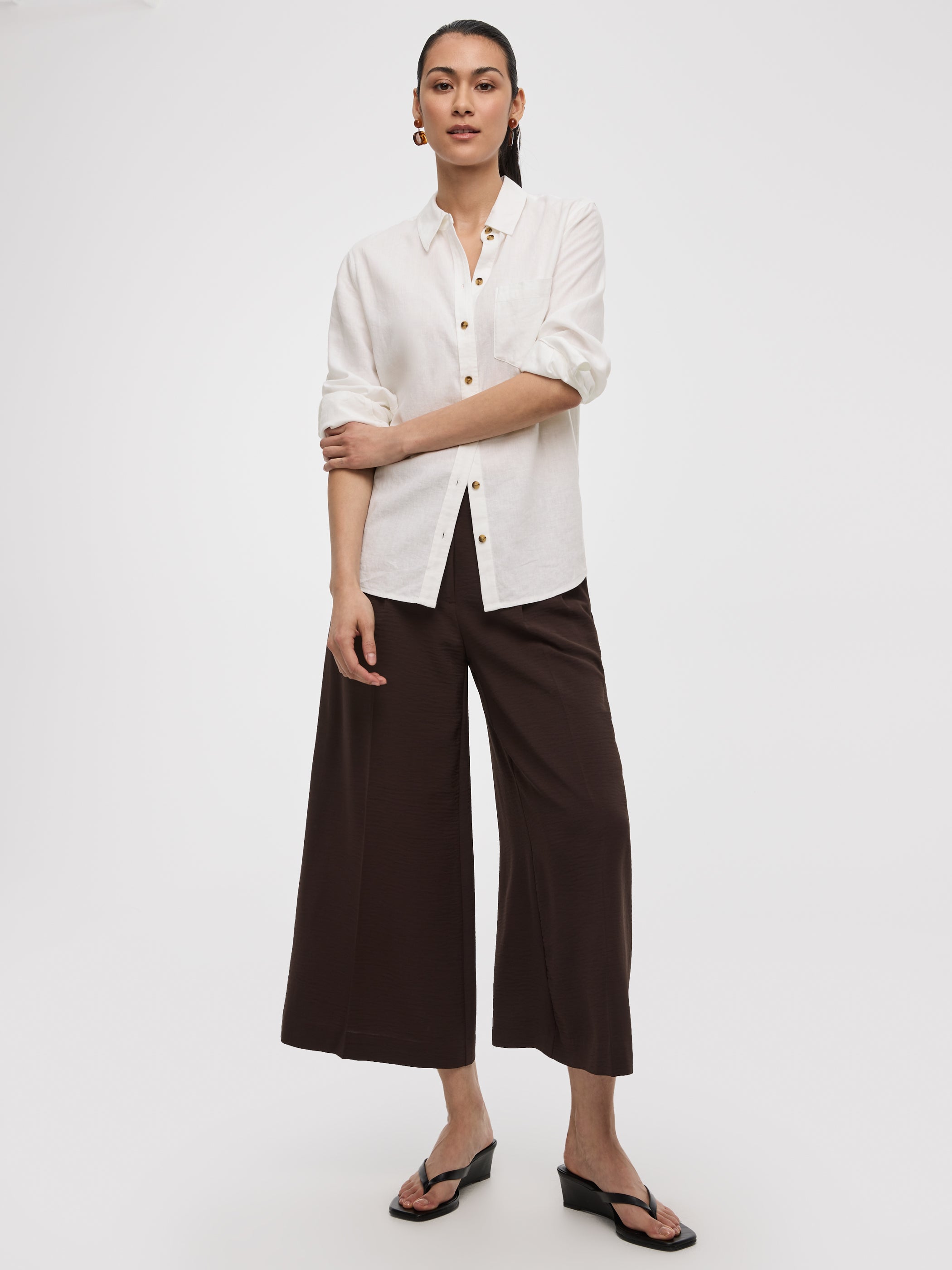 Long-Sleeve Linen-Blend Shirt