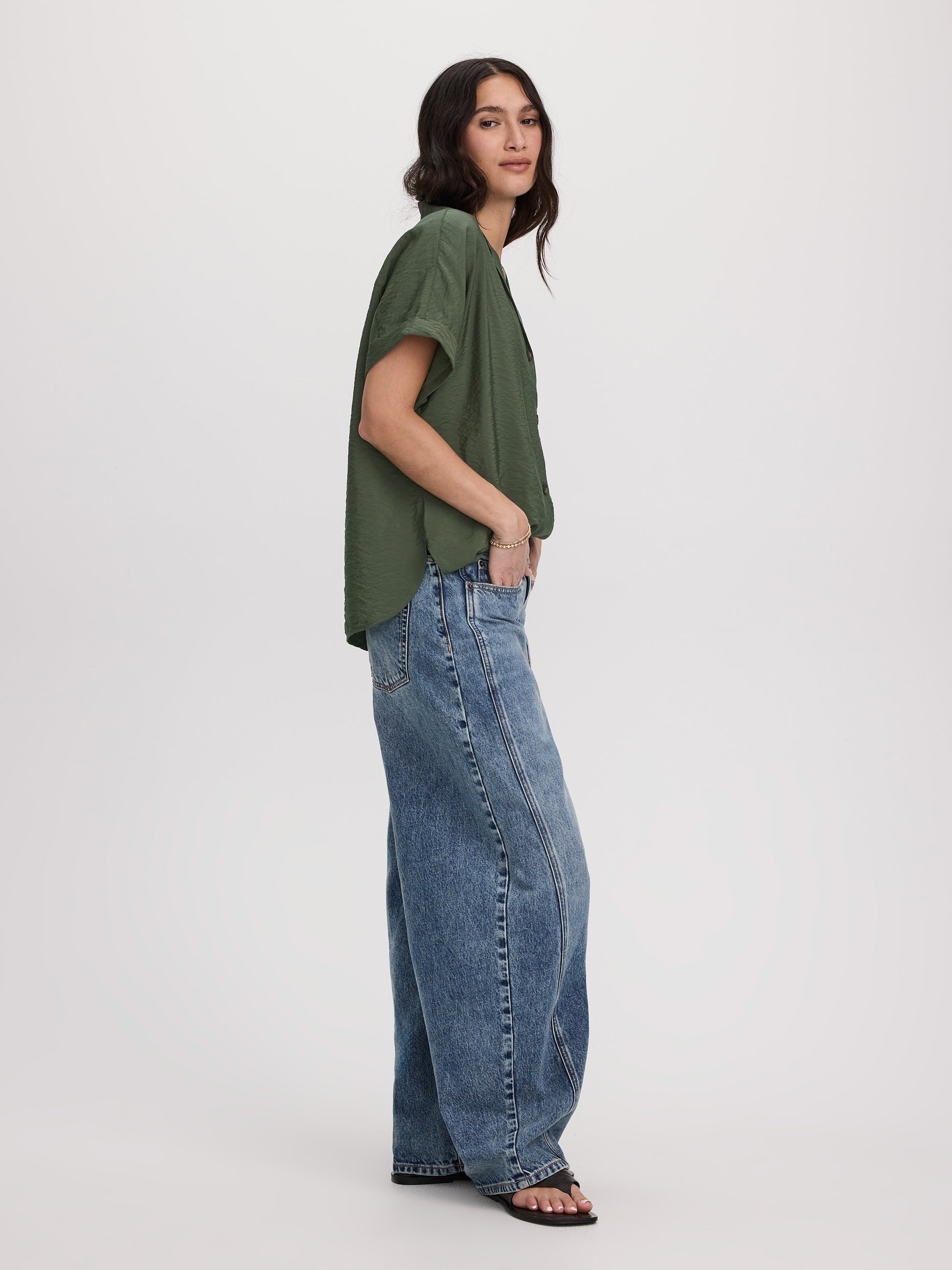 Short-Sleeve Shirt with Notch Collar