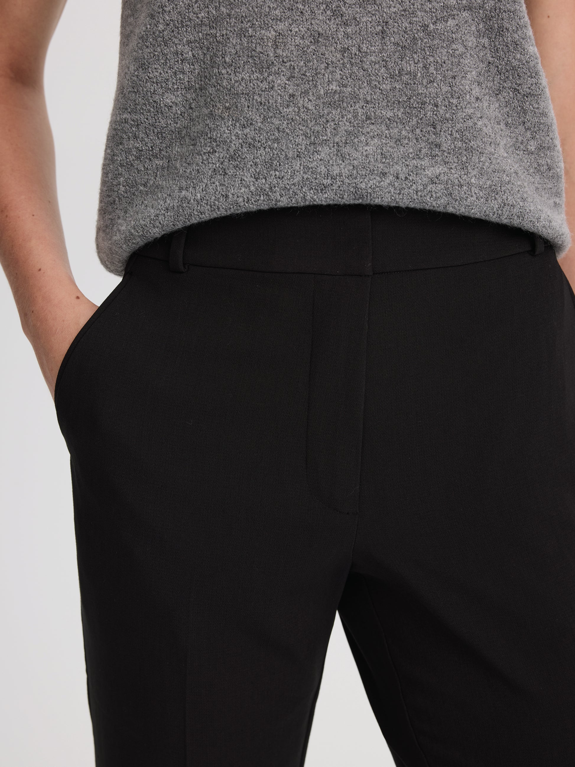 High-Rise Straight Woven Pant with Pleats – Ladies Collection