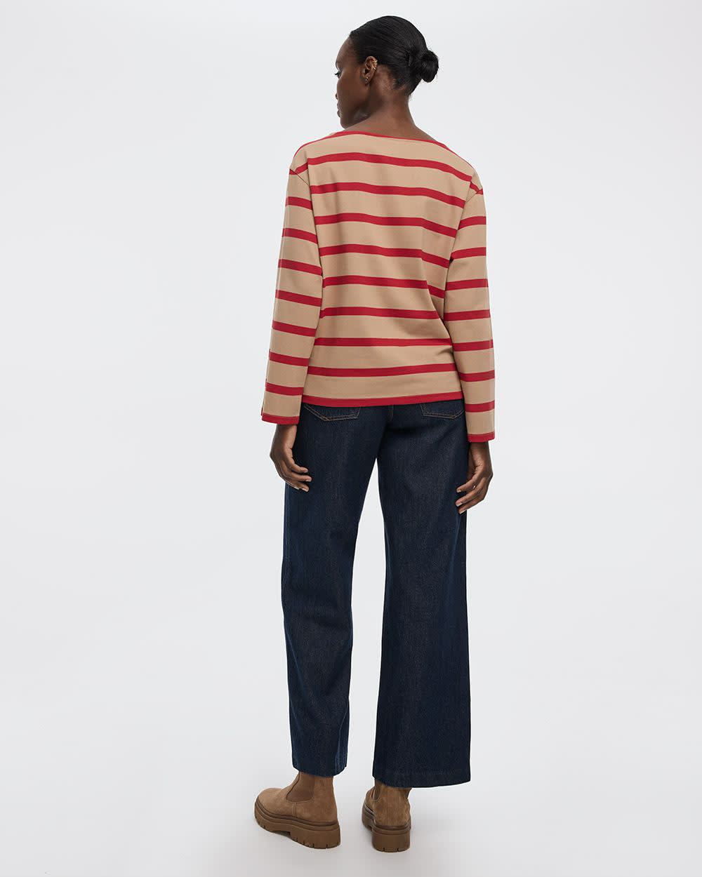 Haut à manches longues et col bateau