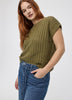 Extended-Sleeve Crew-Neck Sweater with Open Stitches