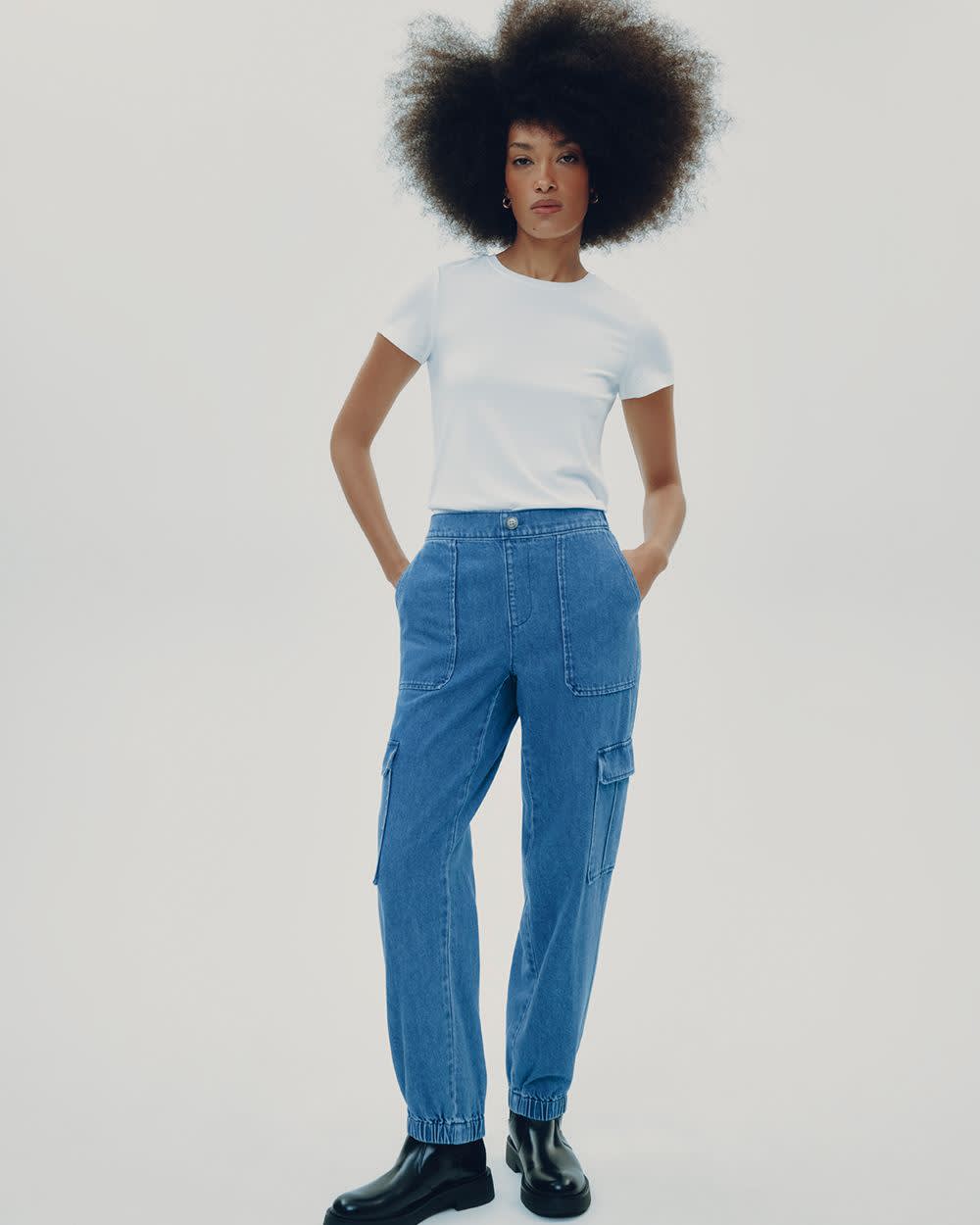 Denim Jogger with Cargo Pockets - Petite