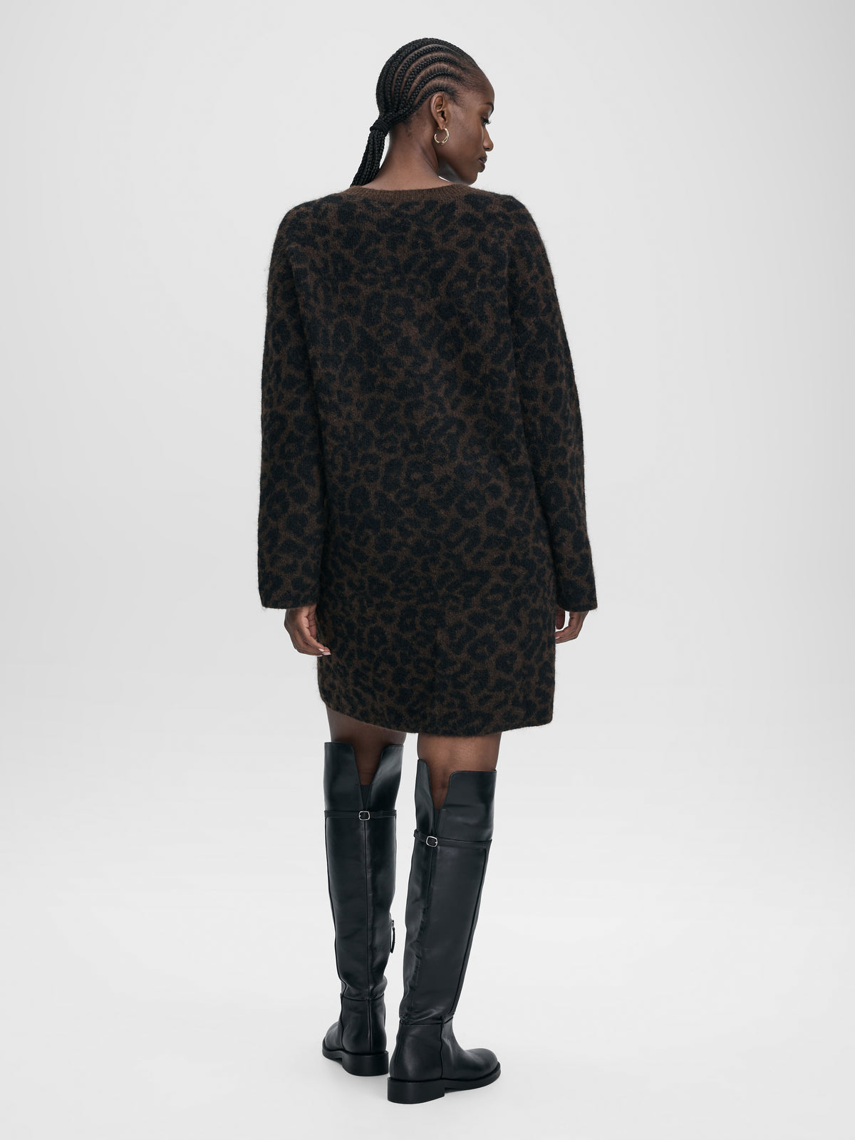 Long-Sleeve Crew-Neck Mini Dress