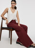 Wide-Leg High-Rise Pull-On Piqué Pant