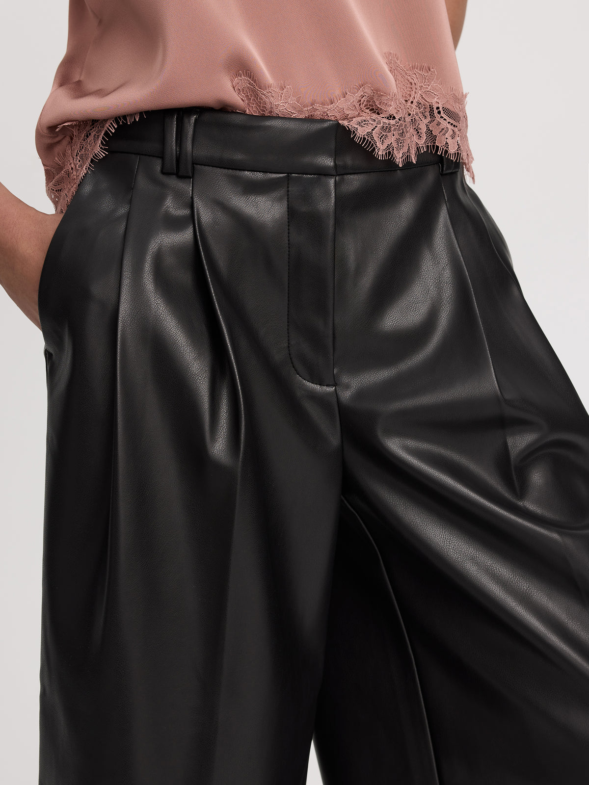 Faux-Leather High-Rise Bermuda
