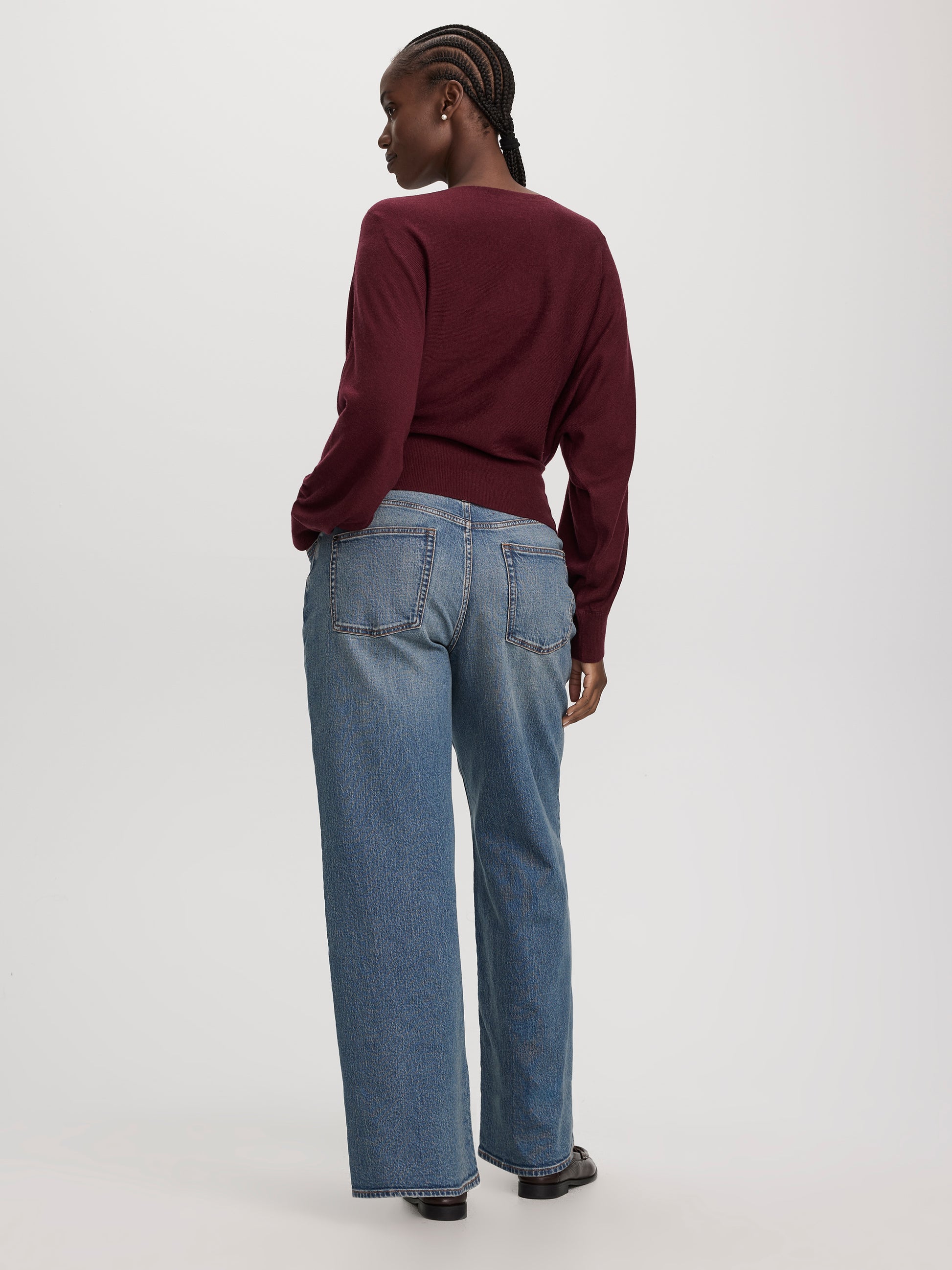 Merino-Blend Long-Sleeve Off-the-Shoulder Sweater