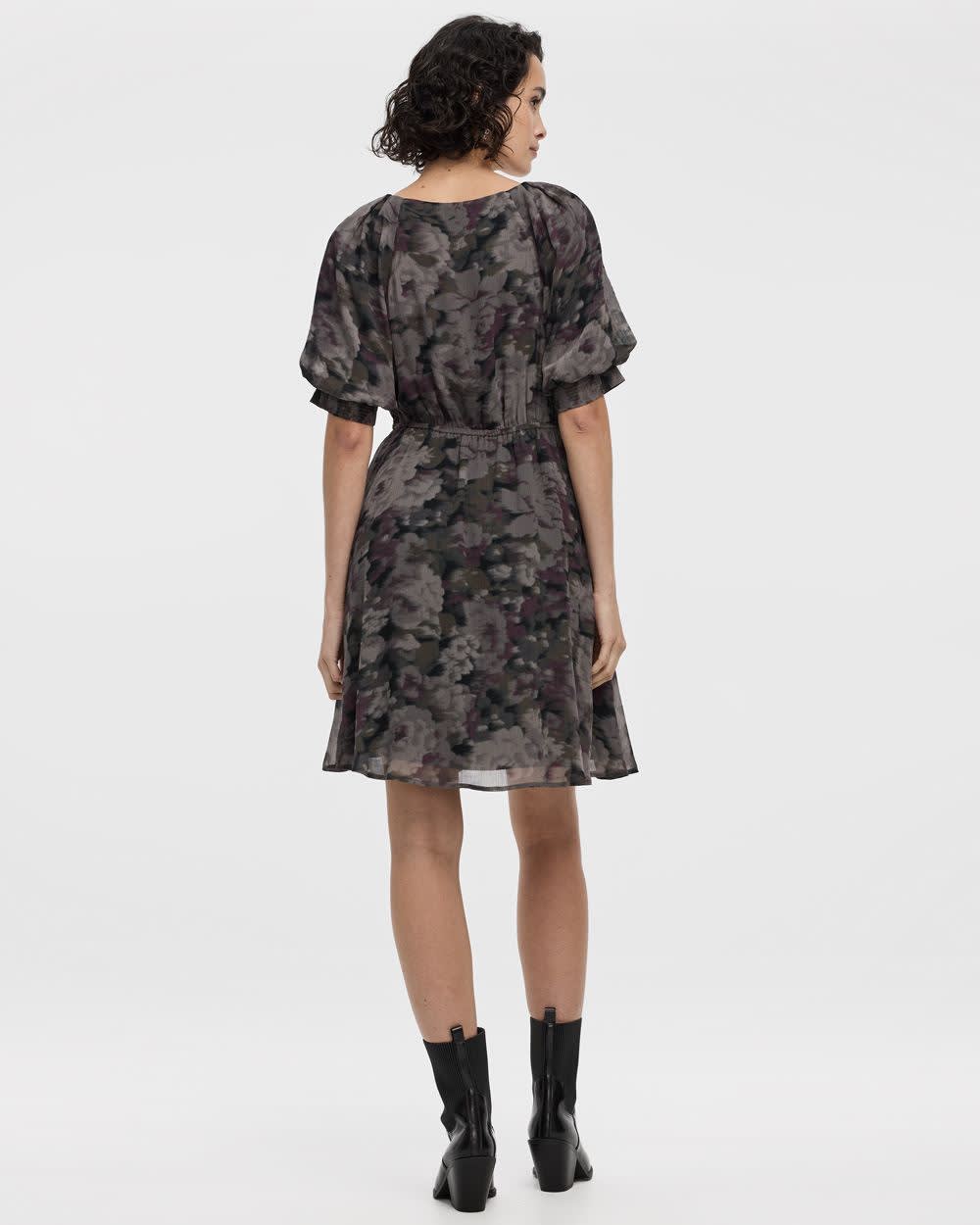 Elbow-Sleeve V-Neck Empire-Cut Dress