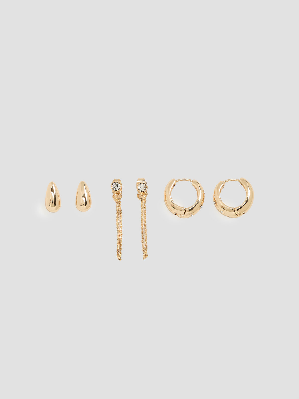 Hoops and Stud Earrings - 3 Pairs
