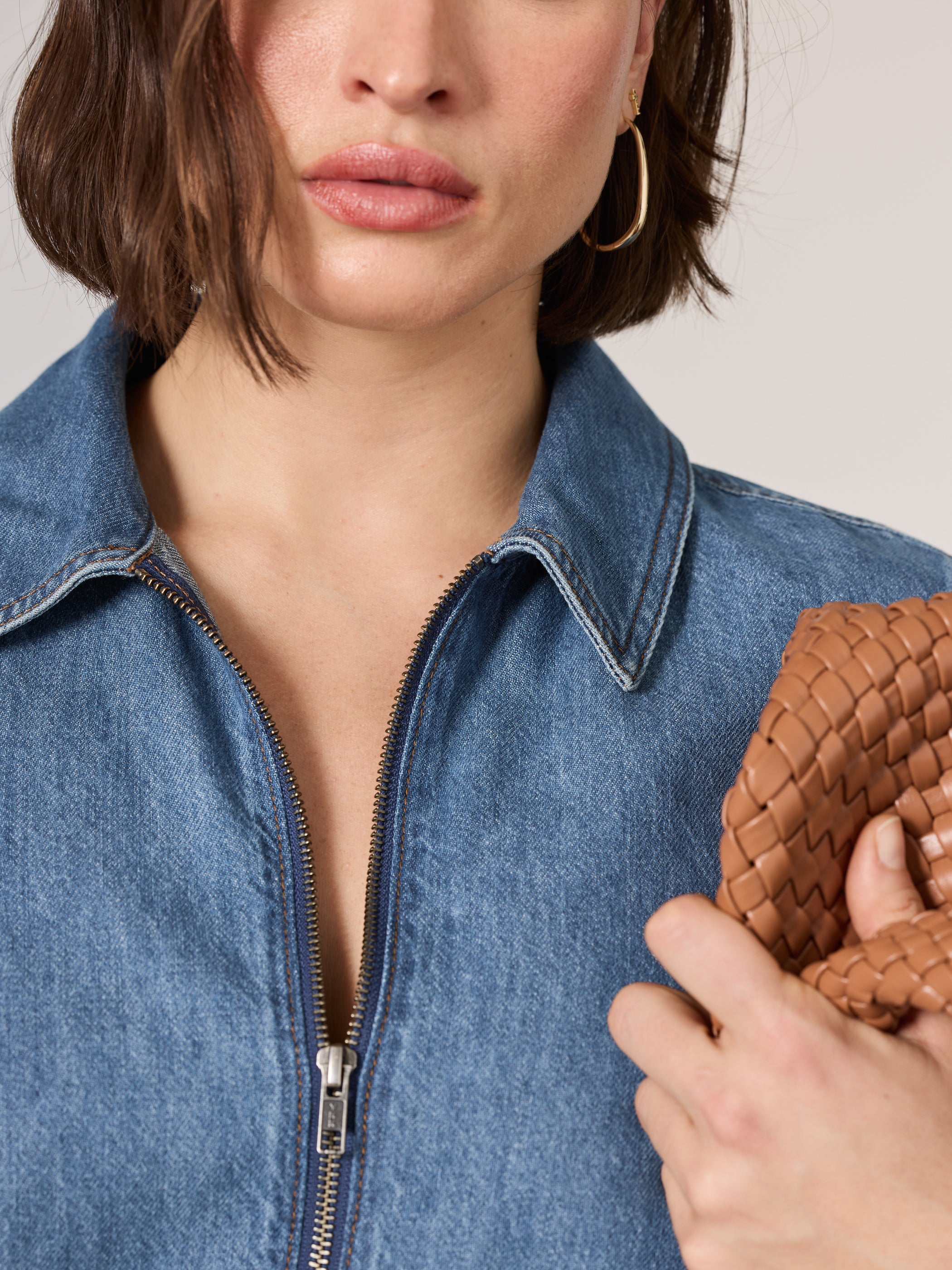 Short-Sleeve Denim Romper