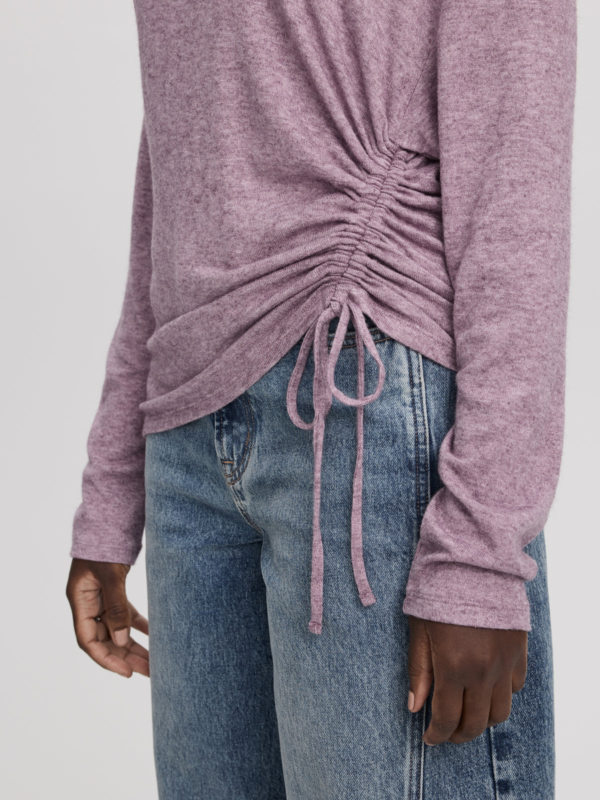 Long-Sleeve Top with Shirred Side