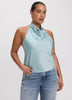 Sleeveless Satin Top with Halter Neckline