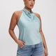 Sleeveless Satin Top with Halter Neckline