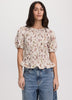 Smocked Blouse with Short Bubble Sleeves