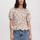 Smocked Blouse with Short Bubble Sleeves