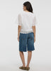 Short-Sleeve Mix-Media Top with Embroidered Trims