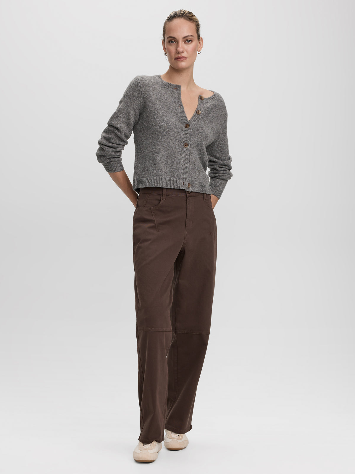 Mid-Rise Baggy Cotton Pants