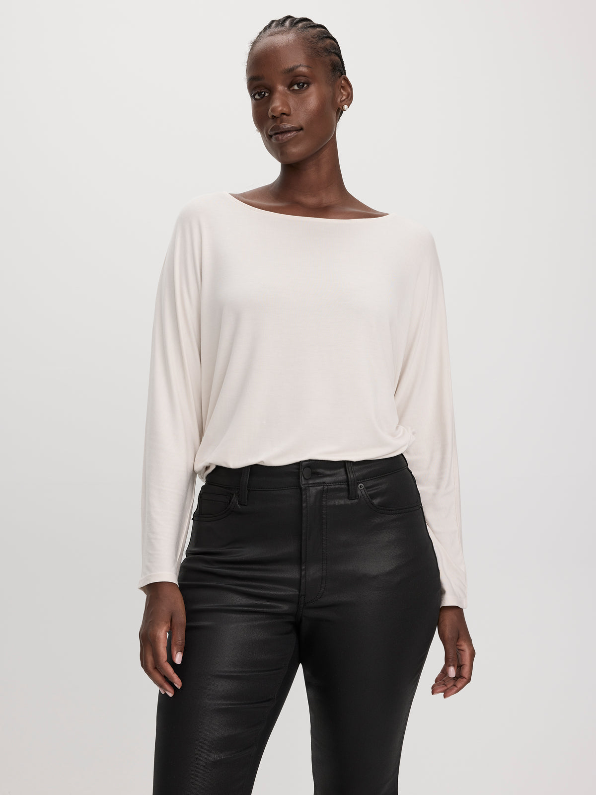 Long-Sleeve Boat-Neck Top