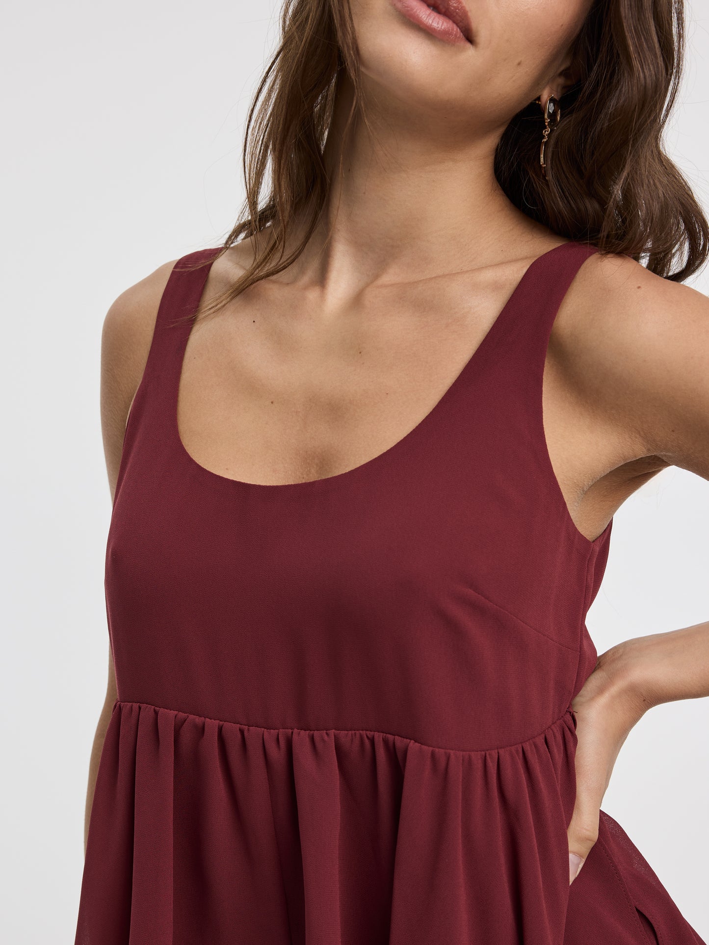 Sleeveless Scoop-Neck Tiered Dress