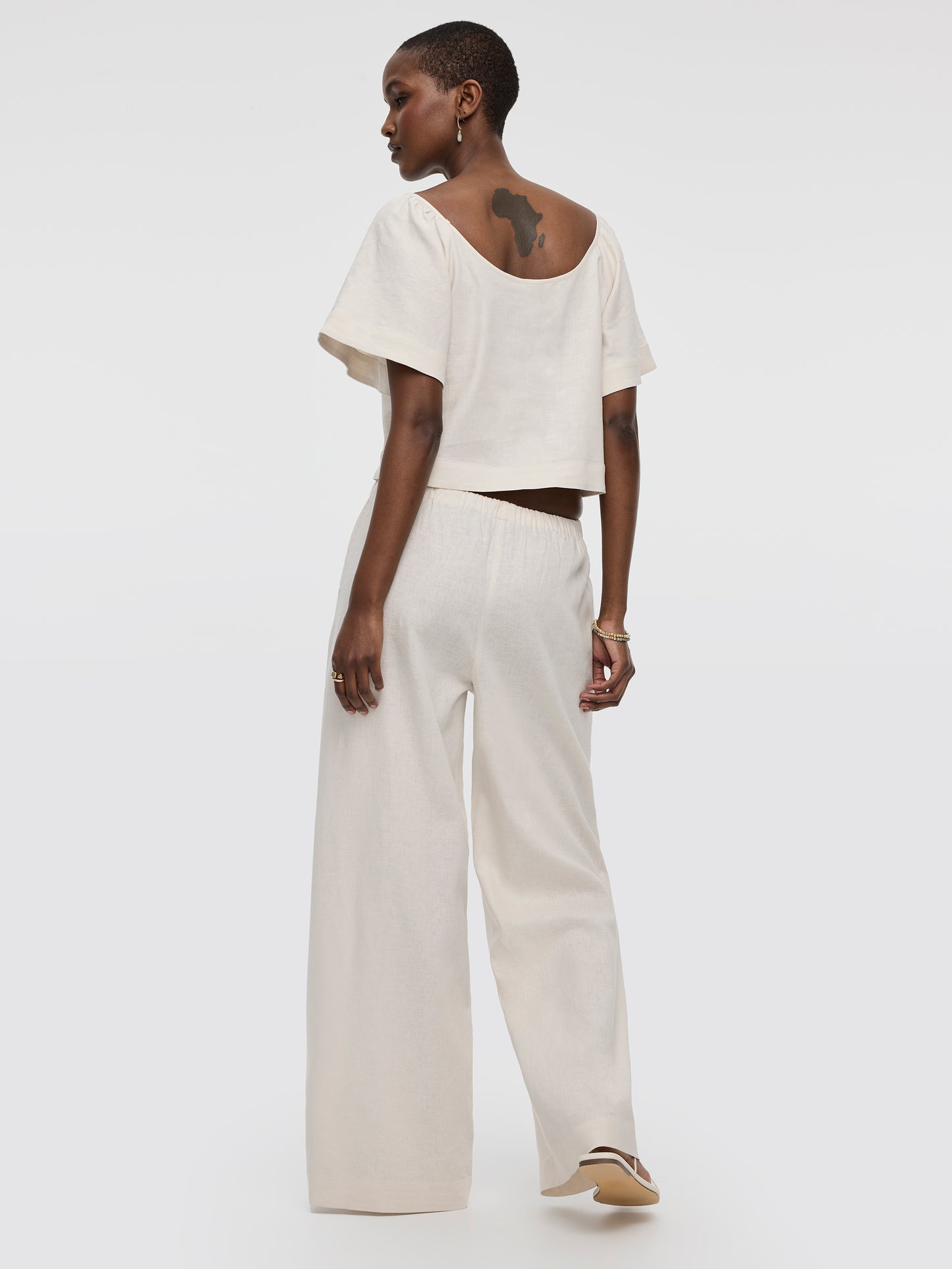 Scoop-Neck Blouse with Flutter Sleeves