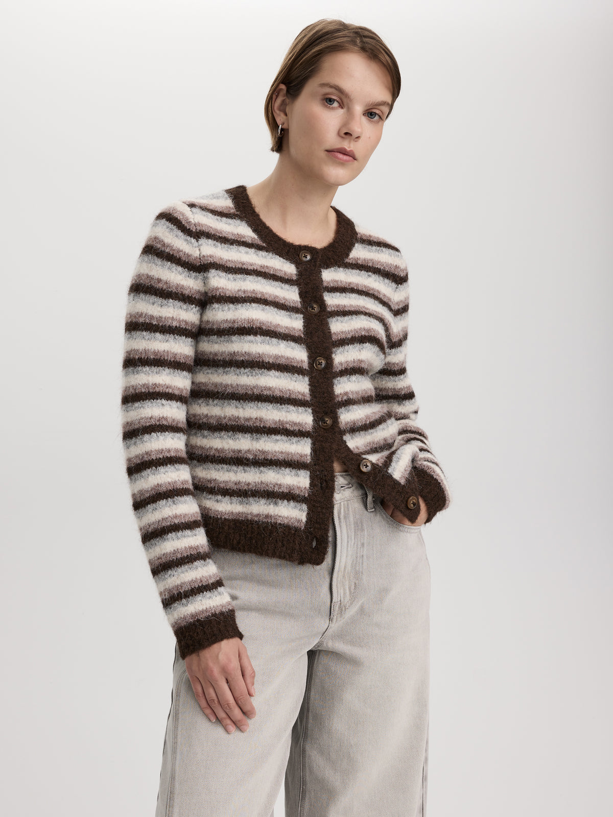 Crew-Neck Crop Cardigan