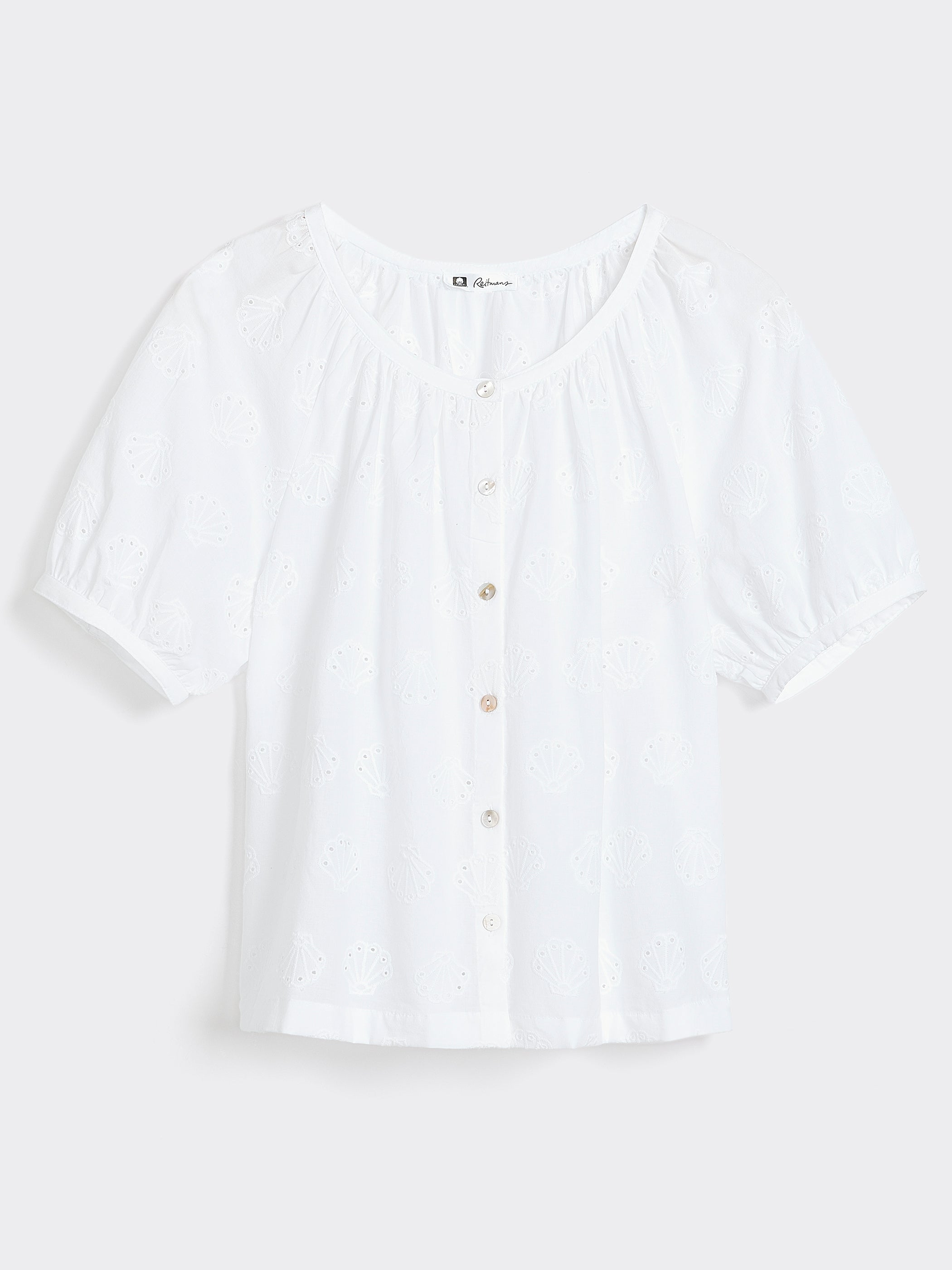 Short-Sleeve Scoop-Neck Loose Blouse