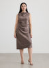 Sleeveless Midi Dress with Draped Neckline
