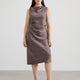 Sleeveless Midi Dress with Draped Neckline