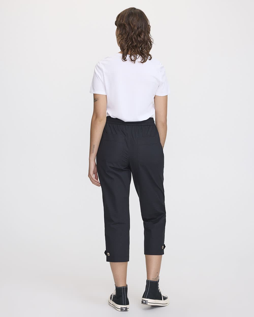Straight-Leg High-Rise Poplin Capri Pant