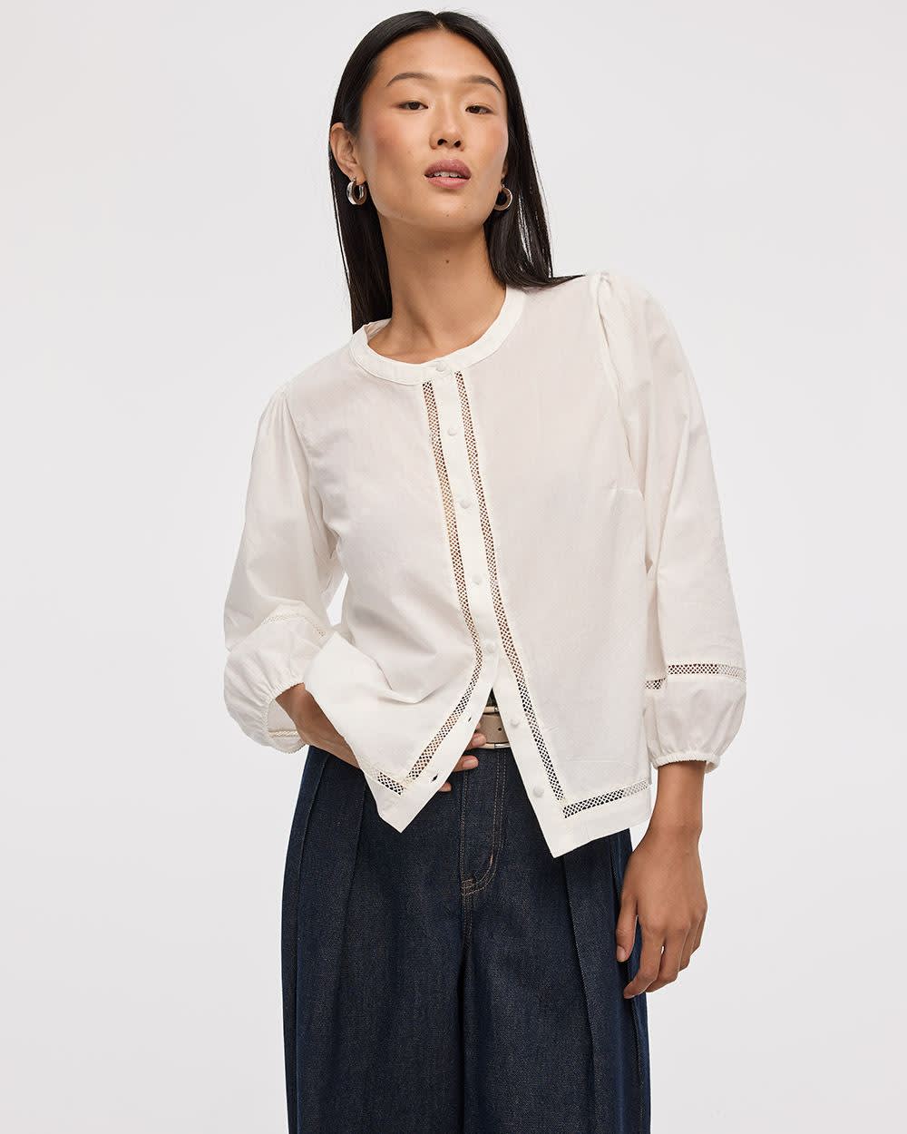 Blouse with Fagoted Details