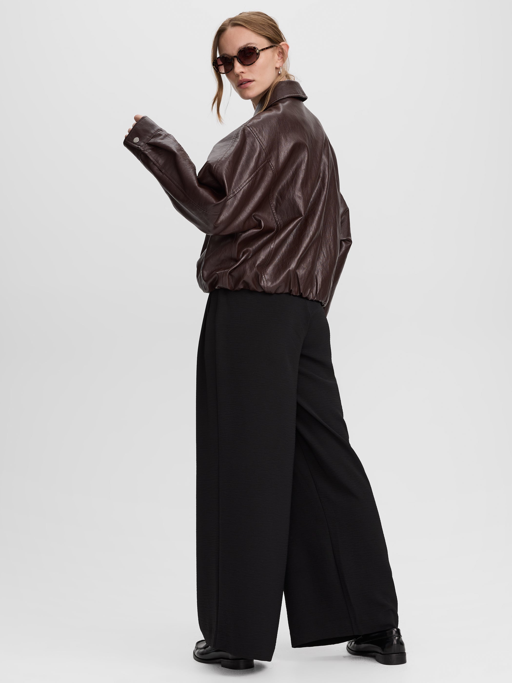 Loose Faux Leather Jacket
