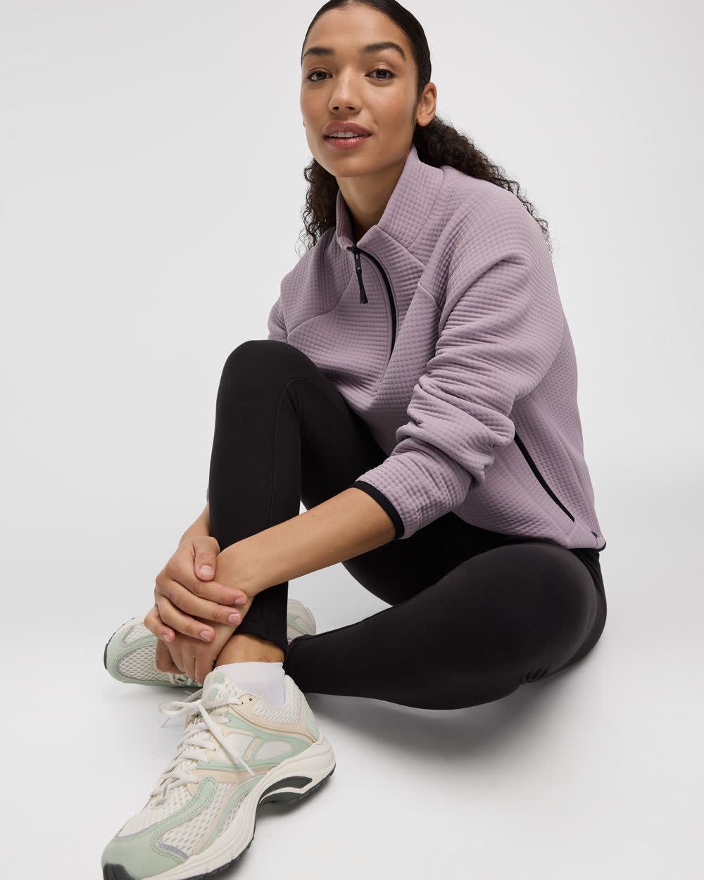 Long-Sleeve Half-Zip Mock-Neck Pullover - Hyba
