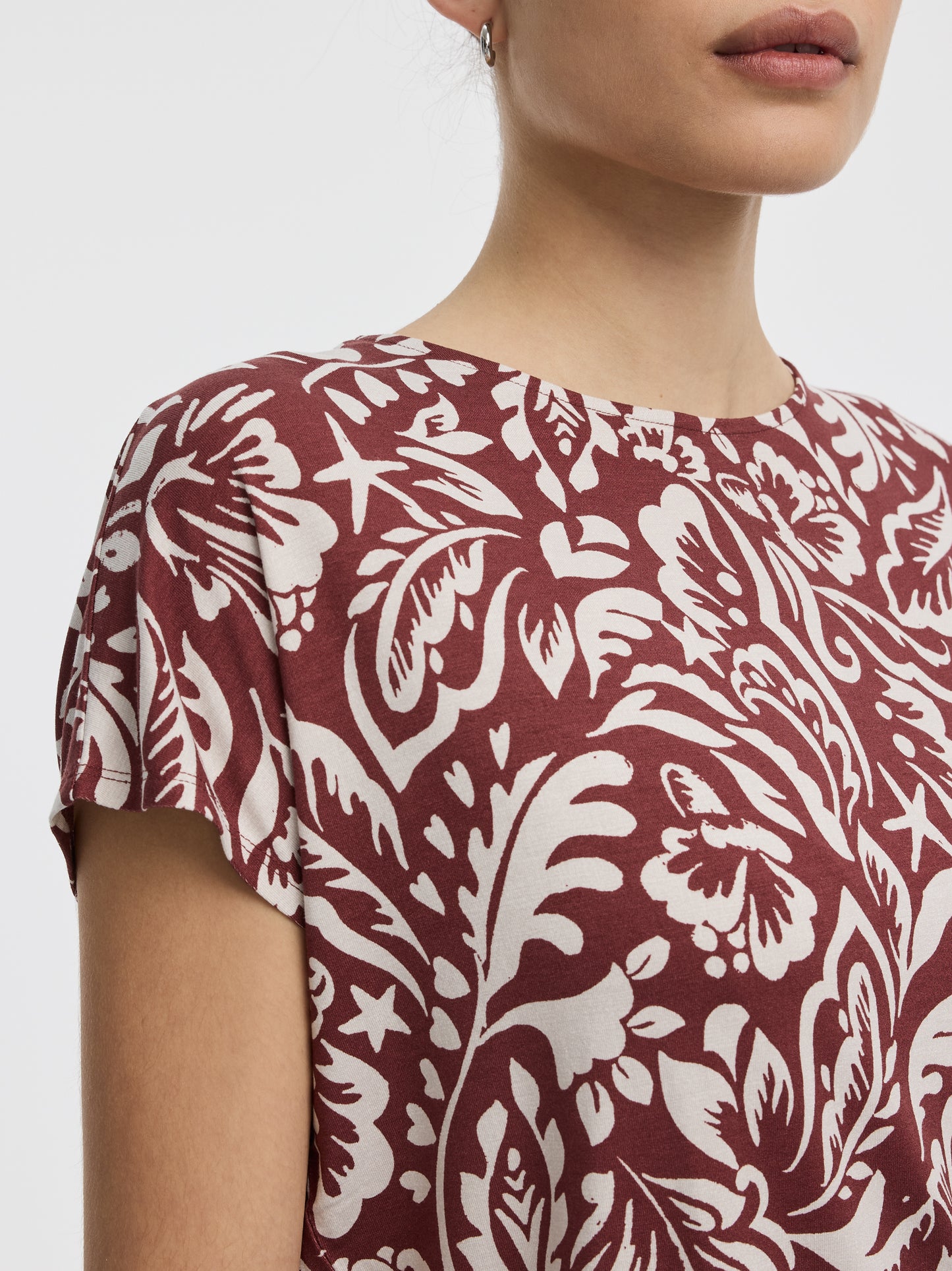 Short-Dolman-Sleeve Boat-Neck T-Shirt