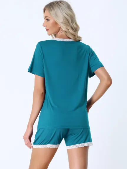 cheibear - Lounge Top and Shorts Summer Nightwear