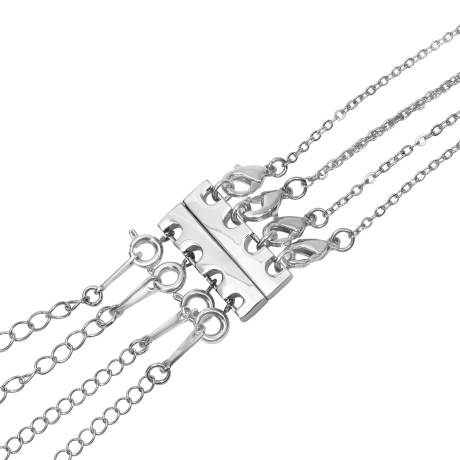 Silver Rhodium 4-Row Magnetic Necklace Clasp for Layering Your Necklaces - callura