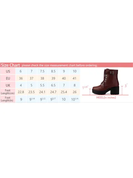Allegra K - Zip Chunky Heel Platform Ankle Combat Boots