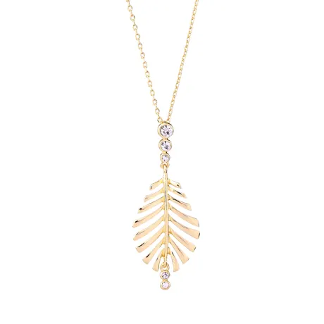 Classic Goldtone Crystal Leaf Necklace - Don't AsK